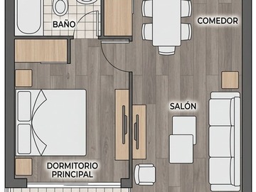Departamento en venta en AP768 E. Español 1D 1B 39 m2 y 3.5 de terraza est y bod, Las Condes - 1 dormitorio, 1 baño
