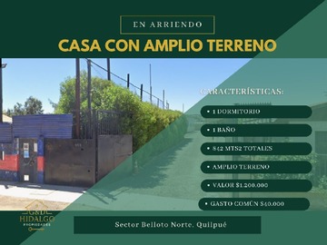 Casa en arriendo mensual en Arrienda hidalgo propiedades, Quilpué - 1 dormitorio, 1 baño