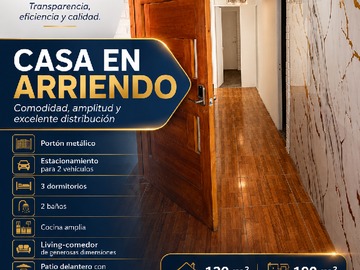 Casa en arriendo mensual en Casa en Arriendo Espacios Amplios en Rancagua - 3 dormitorios, 2 baños