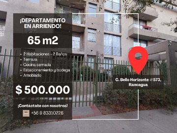 Departamento en arriendo mensual en Arriendo Departamento Bello Horizonte Rancagua - 2 dormitorios, 2 baños