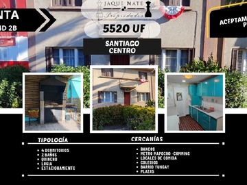 Casa en venta en Yungay, Santiago - 4 dormitorios, 2 baños