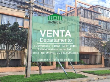 Departamento en venta en Venta Departamento Amoblado 2d/1b Metro EFE (177347), Viña del Mar - 2 dormitorios, 1 baño