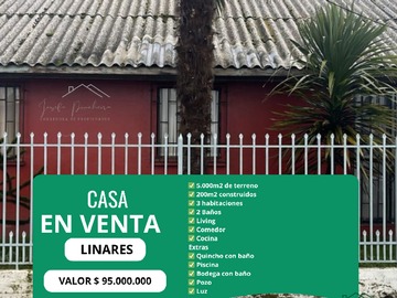 Casa en venta en Linares, Linares - 3 dormitorios, 1 baño