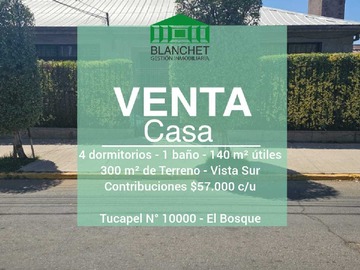 Casa en venta en Casa En Venta En El Bosque (162470), El Bosque - 4 dormitorios, 1 baño
