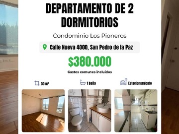 Departamento en arriendo mensual en Departamento condominio los pioneros, San Pedro de la Paz - 2 dormitorios, 1 baño