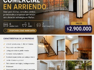 Local Comercial en arriendo mensual en Inversion en Ñuñoa (175885), Ñuñoa - 6 dormitorios