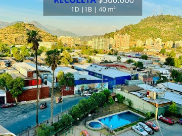 Departamento en arriendo mensual en Arriendo depto en av la paz 477 1d,1b,40m2,piso10, Recoleta - 1 dormitorio, 1 baño
