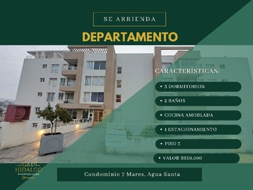 Departamento en arriendo mensual en Arrienda hidalgo propiedades, Viña del Mar - 3 dormitorios, 2 baños