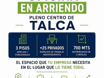 Oficina en arriendo mensual en 2 norte 1 ote, Talca - 26 dormitorios