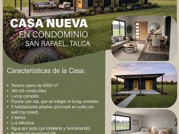 Parcela en venta en Condominio san rafael, San Rafael - 3 dormitorios, 2 baños