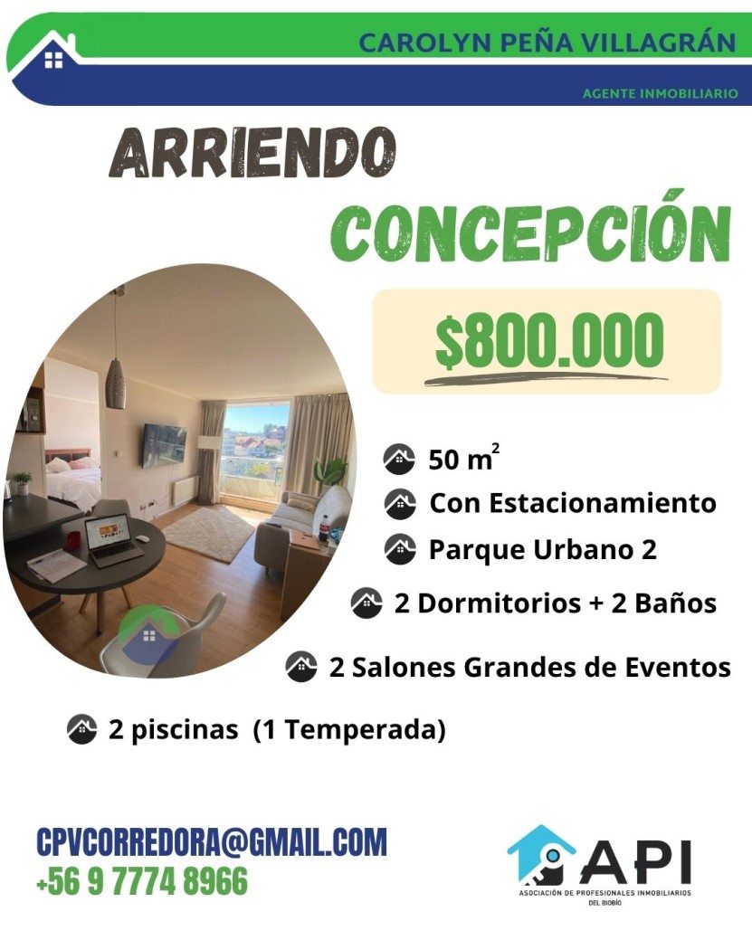 Departamento en Arriendo en Concepción, Departamento en arriendo concepción, 2 dormitorios + 2 baños