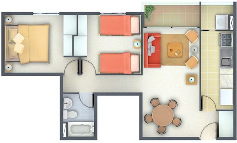 Departamento en Arriendo en Independencia, AP371 Belisario Prats 1460, 2 Dormitorios 1 Baño 49 más 3 de terraza