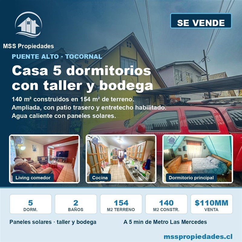 Casa en Venta en Puente Alto, Metro las mercedes