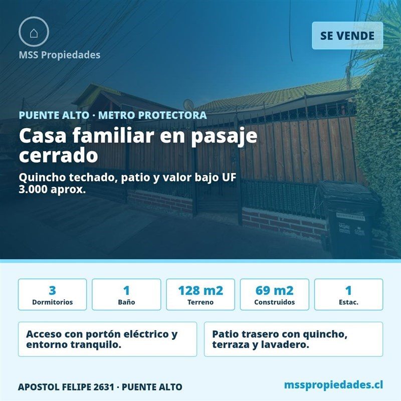 Casa Apostol Felipe 2631, Puente Alto