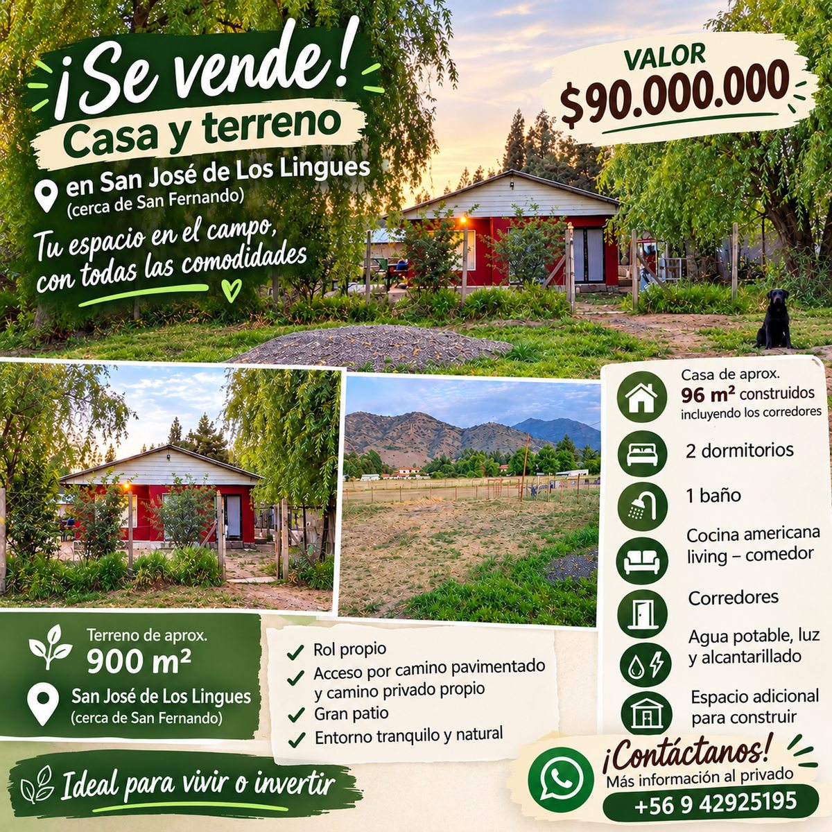 Venta de Terreno de 900mts2 + Casa de 98 Mts2
