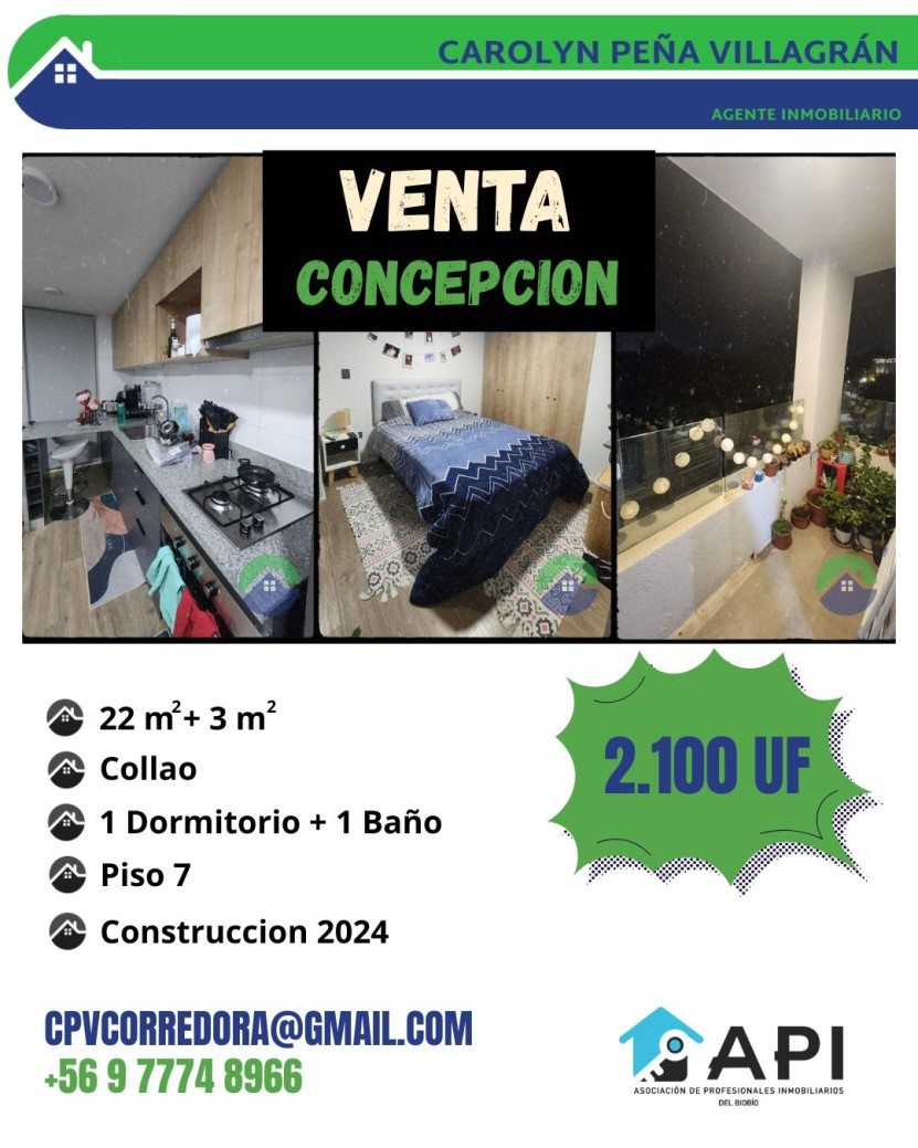Departamento en Venta en Concepción, Venta departamento aires de collao piso 7, 1 dormitorio