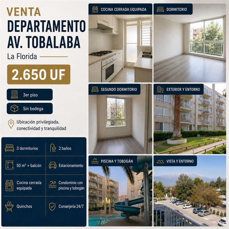 Departamento en Venta en La Florida, tobalaba 7321
