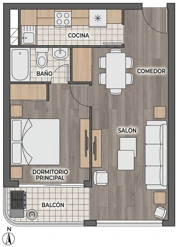 Departamento en Venta en Las Condes, AP768 E. Español 1D 1B 39 m2 y 3.5 de terraza est y bod