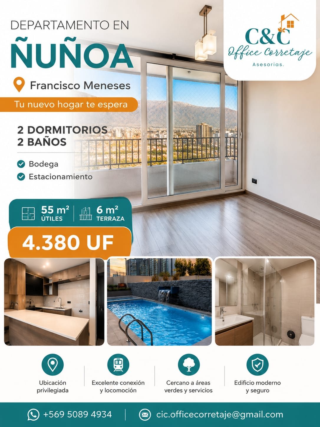 Departamento en Venta en Ñuñoa, Francisco Meneses 1580, Ñuñoa, Región Metropolitana de Santiago 7750000, Chile