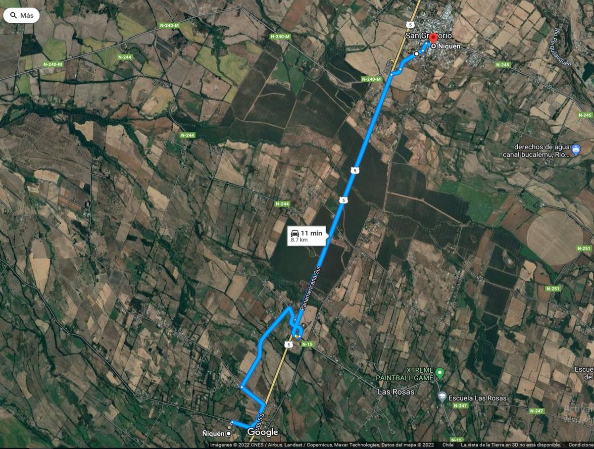 Distancia a San Gregorio